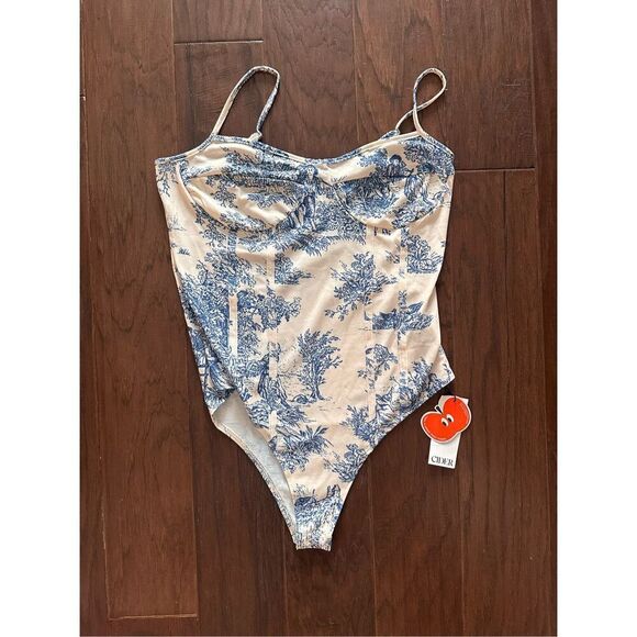 Cider Blue and White Villagers Bodysuit - Picture 1 of 7